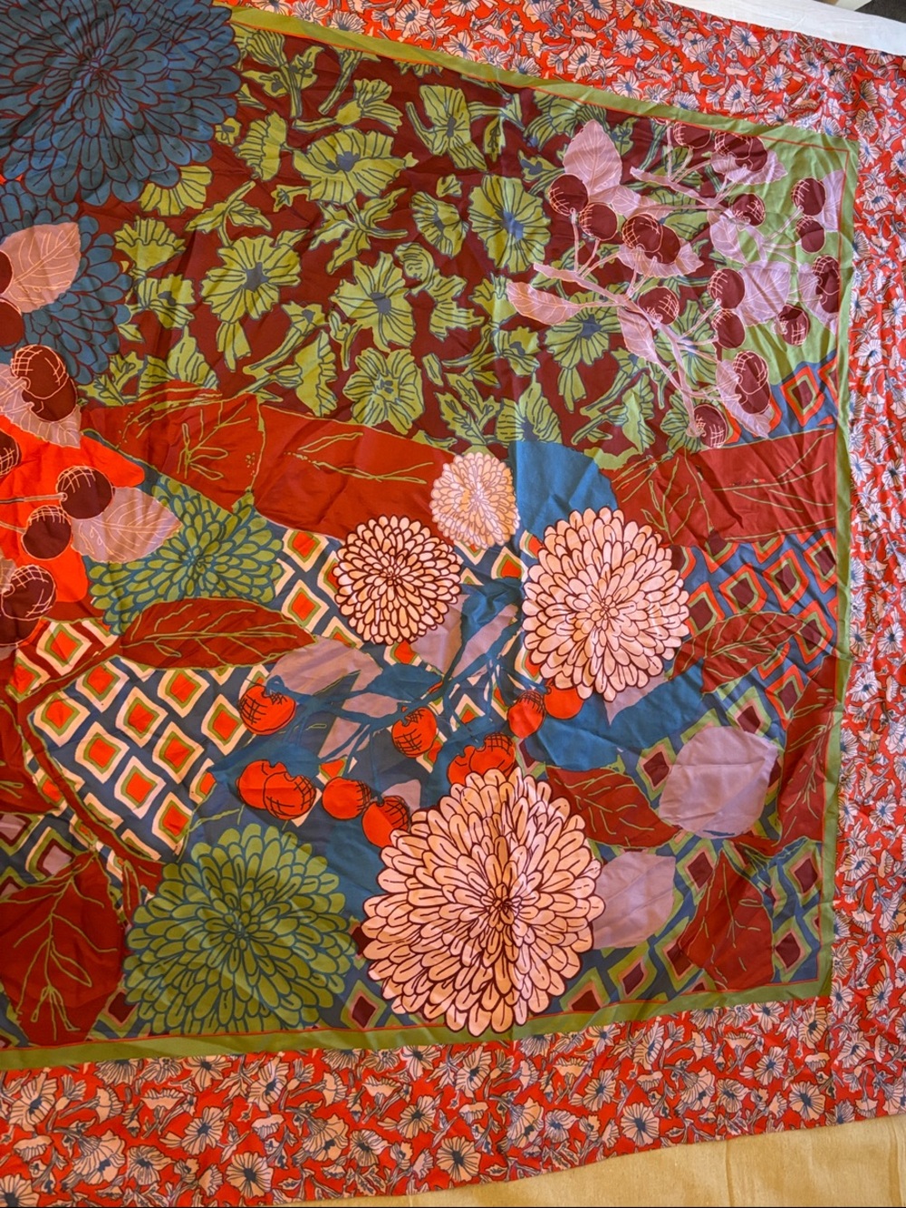 ZARA Multicolor Floral Decorative large scarf- Vibrant Garden Pattern 51”